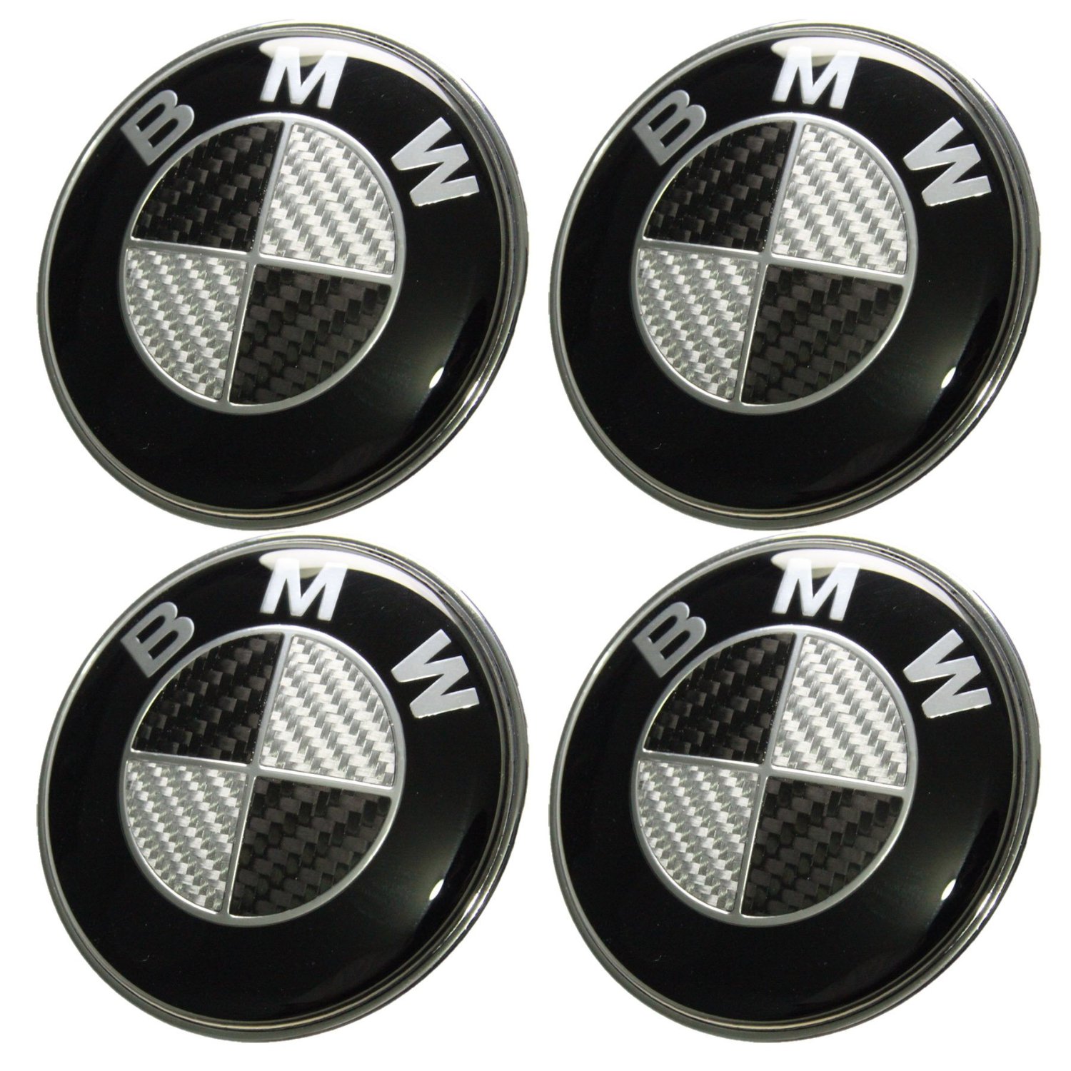 7Pcs Car Steering Hood Trunk Wheels Center Caps Hub Caps Emblem Badge black