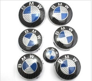 7pcs BMW Blue Carbon Fiber Emblem,BMW Wheel Center Caps Hub CapsX4,bmw Emblem Logo Replacement for Hood/Trunk,BMW Steering Wheel Emblem Decal 