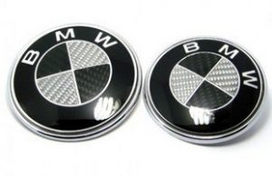 BMW black carbon fibre hood emblem, BMW black carbon fibre trunk emblem