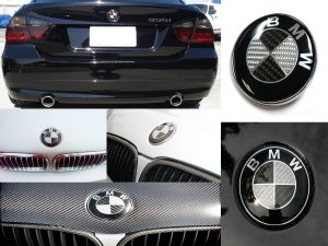 BMW black carbon fibre hood emblem,