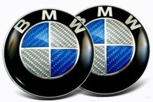 BMW blue carbon fibre hood emblem, BMW blue carbon fibre trunk emblem