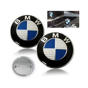 BMW blue carbon fiber hood badge